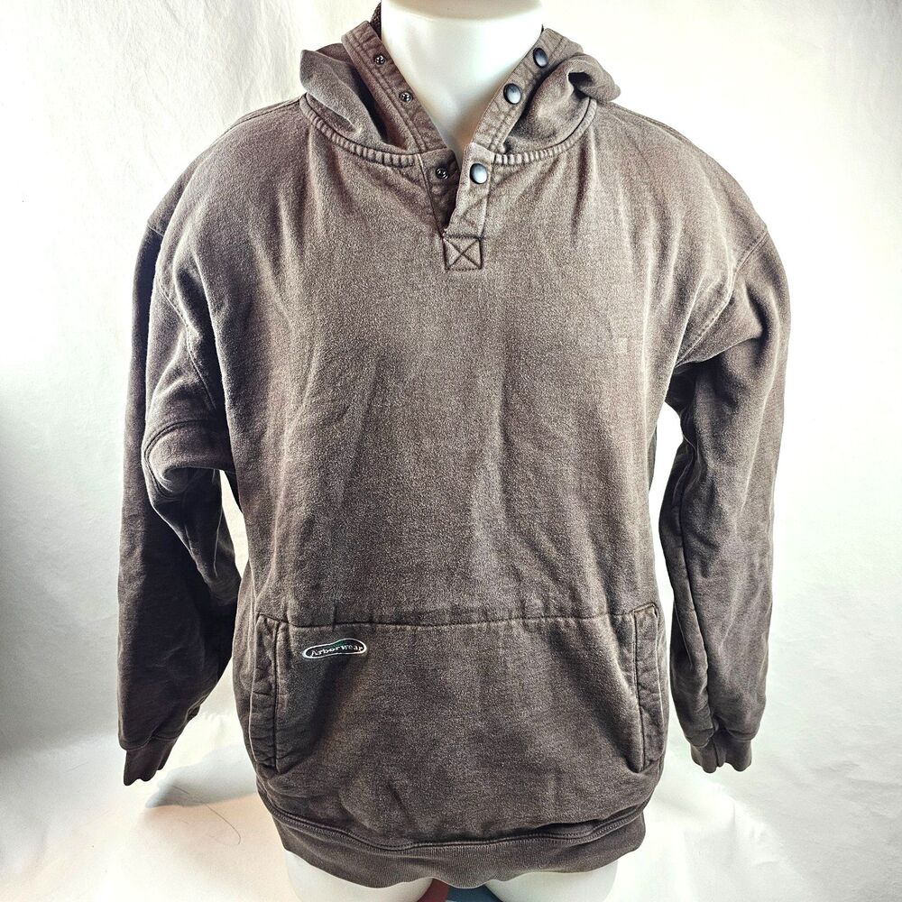 Arborwear Single Thick Mens Large Brown Hooded Sweatshirt Cotton Pullover Hoodie